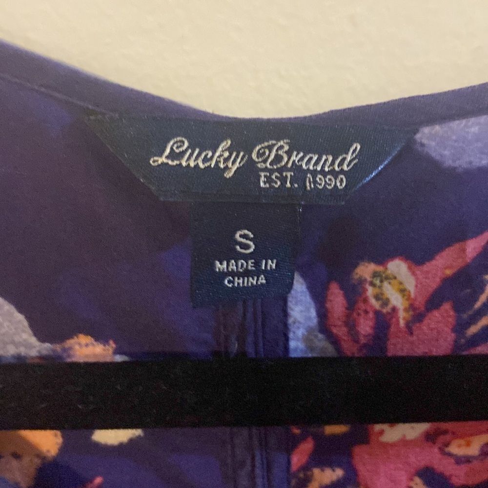 Lucky Brand, Purple Floral, Wrap, Long Sleeve, Blouse, Size S, EUC - Picture 5 of 10